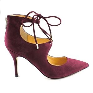 Burgundy Suede “Deenal” Pumps Size 10 EUC